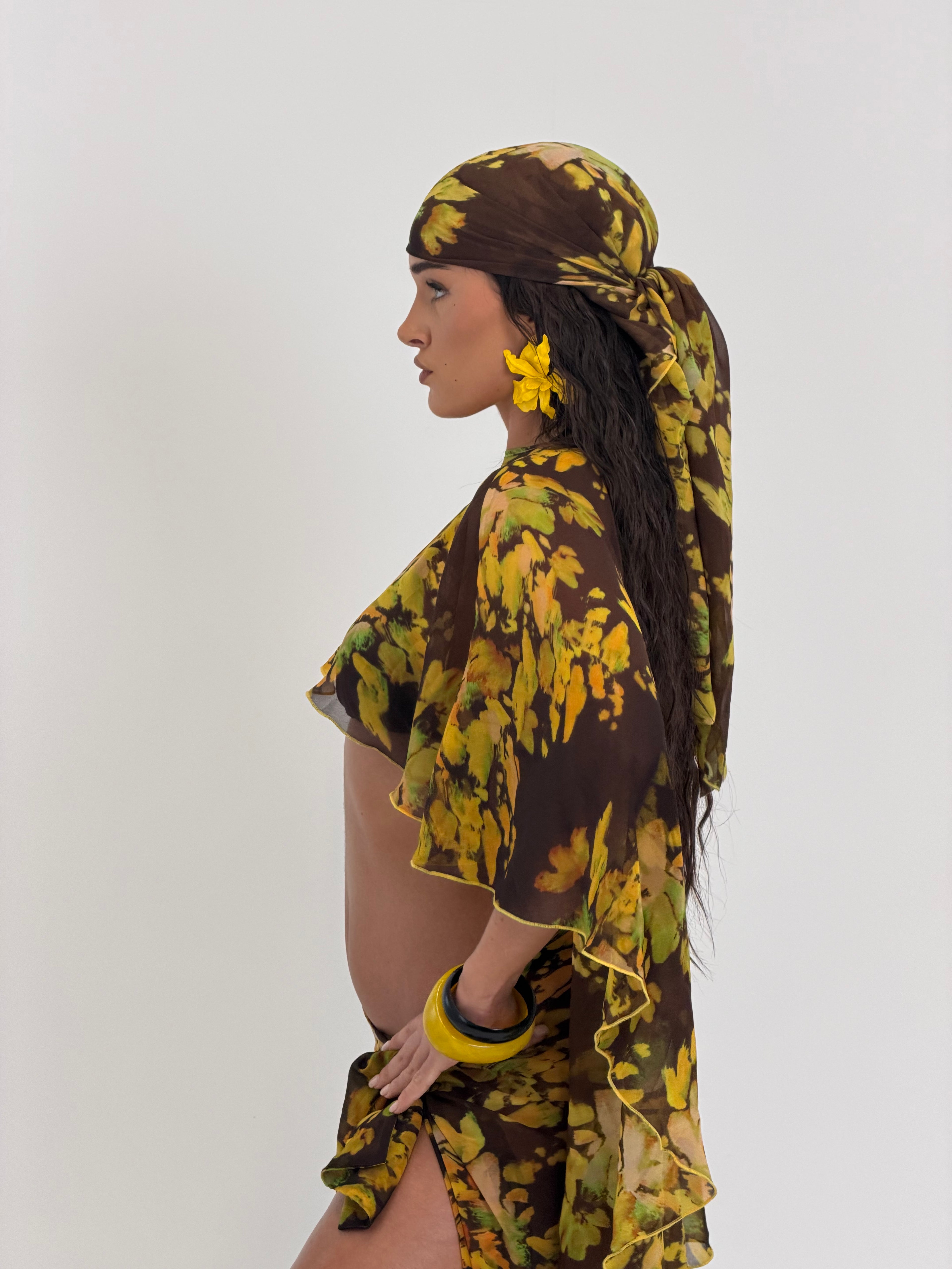 Golden Palm Headscarf | Abstract Print